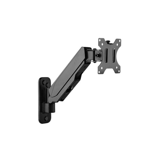 Brateck Single Screen Wall Mounted Gas Spring Monitor Arm,17"-32",Weight Capacity (per screen) 8kg; Matte Black