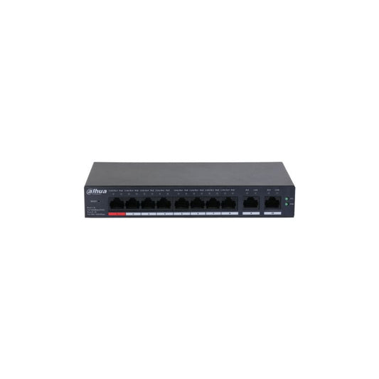 DAHUA 8PORT (10P) SWITCH 110W POE TOTAL CAPACITY 8x POE+ (1x Hi-PoE/ PoE++) 2x1G UPLINK L2 CLOUD MANAGED BLACK 54VDC, DH-CS4010-8ET-110