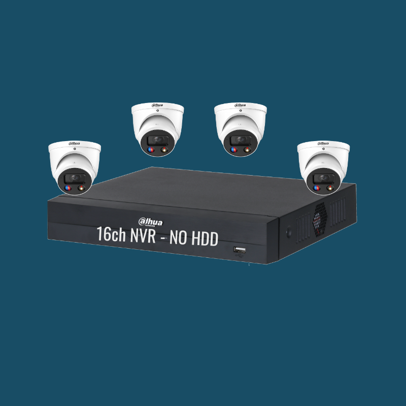 Dahua 8MP TiOC 4-Camera CCTV Bundle with 16CH 16-PoE NVR – No HDD