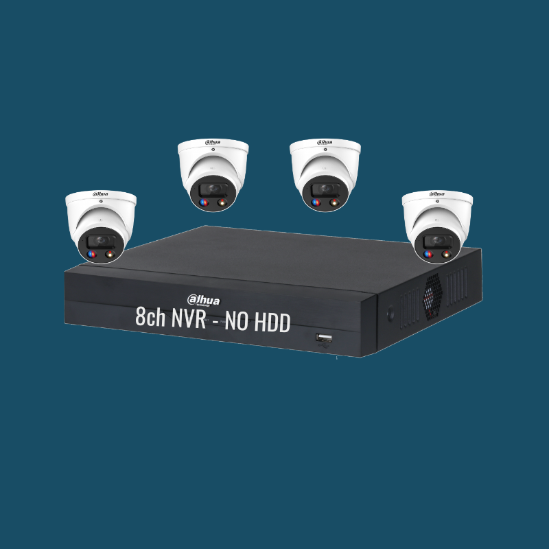 Dahua 8MP TiOC 4-Camera CCTV Bundle with 8CH 8-PoE NVR – No HDD