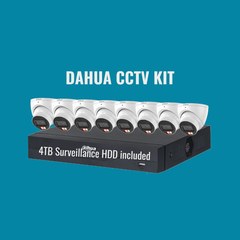 Dahua CCTV Kit 5: 6MP Dual Light 8-Camera Turret 16Ch NVR 4TB Kit.