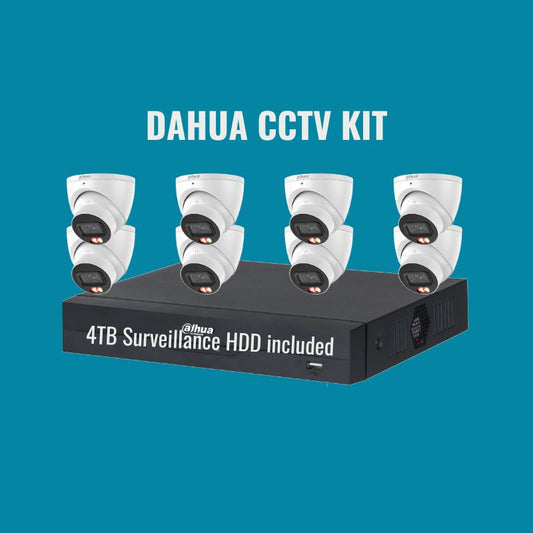 Dahua CCTV Kit 4: 6MP Dual Light 8-Camera Turret 8Ch NVR 4TB Kit.