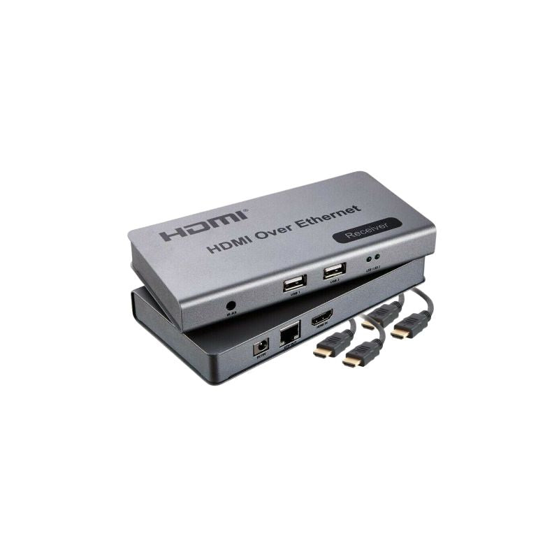 HDMI Over Ethernet KVM Extender 120M USB/ HDMI Loop Out , includes 2 x 2m HDMI cables