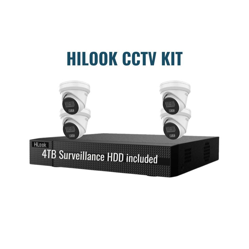HiLook 6MP 4 Camera Turret 8Ch NVR & 4TB HDD Fitted