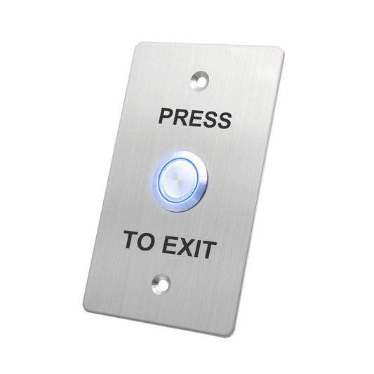 X2 Illuminated Exit Button, Blue, Stainless Steel - Large, 1NO + 1NC, IP65, 12VDC, X2-EXIT-027