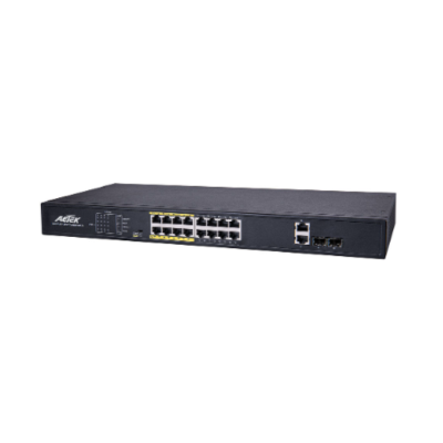 Aetek 16 Port Unmanaged PoE Switch, 2x 1Gb SFP/RJ45, EX Mode, 250W AET-C11-16231250