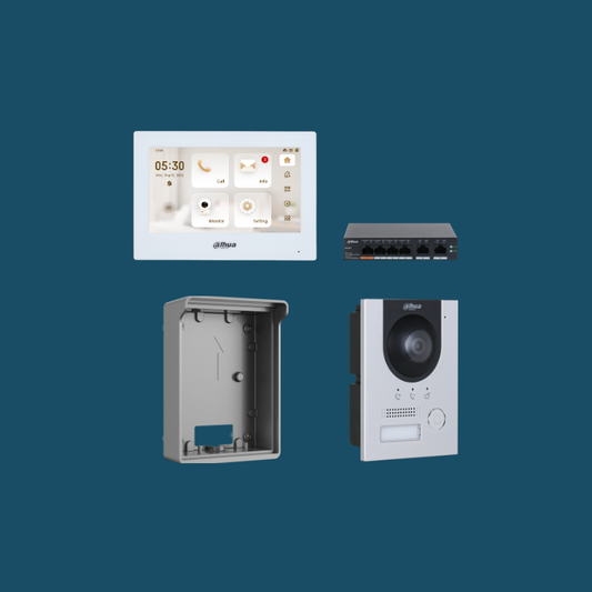 Dahua Video Intercom Kit: 1 Room, 1 Door, 1 Surface Mount Rainshield, 1 PoE Switch