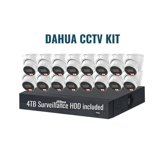 Dahua CCTV Kit 6: 6MP Dual Light 16-Camera Turret 16Ch NVR 4TB Kit.