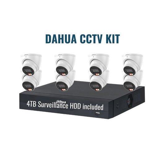 Dahua CCTV Kit 4: 6MP Dual Light 8-Camera Turret 8Ch NVR 4TB Kit.
