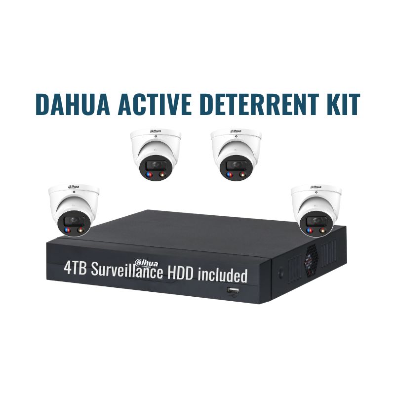 Dahua Active Deterrent Kit 1.2 includes 4x 6MP TIOC, 1x 4Ch NVR 4TB.