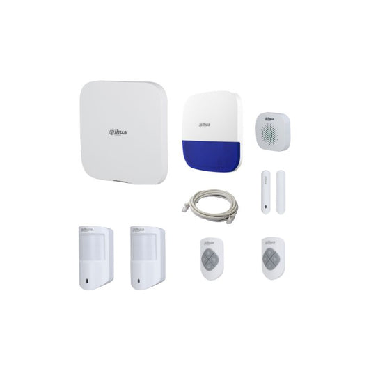 Dahua Alarm Wireless Prepack Kit, plus 1 x PIR, 1 x Internal Siren, 1 x External Siren, 1 x 4-Button Keyfob.
