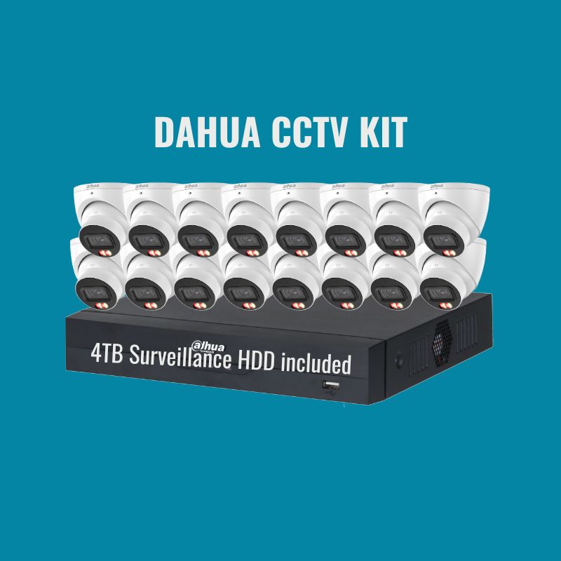 Dahua CCTV Kit 6: 6MP Dual Light 16-Camera Turret 16Ch NVR 4TB Kit.