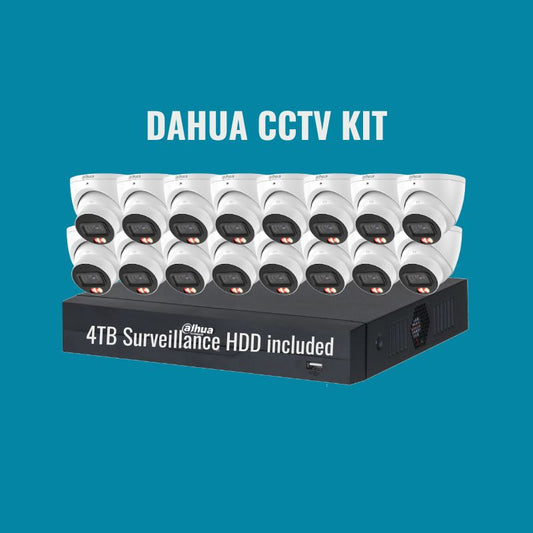 Dahua CCTV Kit 6: 6MP Dual Light 16-Camera Turret 16Ch NVR 4TB Kit.
