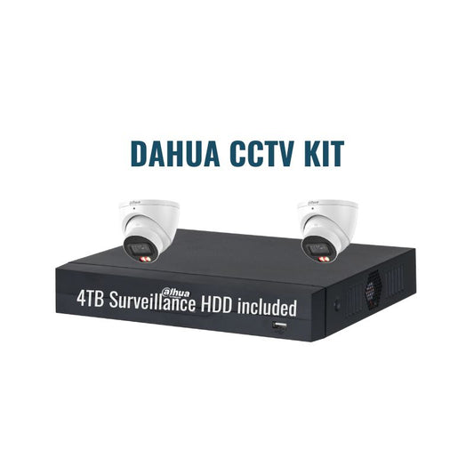 Dahua CCTV Kit 1: 6MP Dual Light 2-Camera Turret 4Ch NVR 4TB Kit.