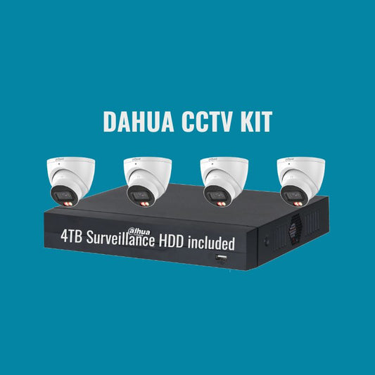 Dahua CCTV Kit 3: 6MP Dual Light 4-Camera Turret 8Ch NVR 4TB Kit.