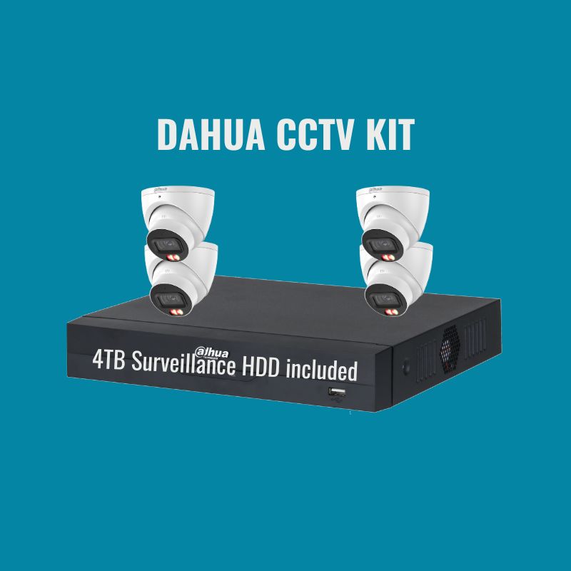 Dahua CCTV Kit 2: 6MP Dual Light 4-Camera Turret 4Ch NVR 4TB Kit.