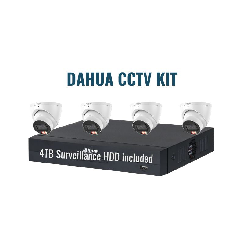 Dahua CCTV Kit 2: 6MP Dual Light 4-Camera Turret 4Ch NVR 4TB Kit.