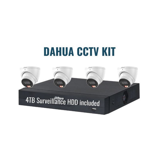 Dahua CCTV Kit 2: 6MP Dual Light 4-Camera Turret 4Ch NVR 4TB Kit.