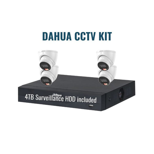 Dahua CCTV Kit 3: 6MP Dual Light 4-Camera Turret 8Ch NVR 4TB Kit.