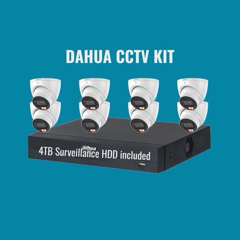 Dahua CCTV Kit 4: 6MP Dual Light 8-Camera Turret 8Ch NVR 4TB Kit.
