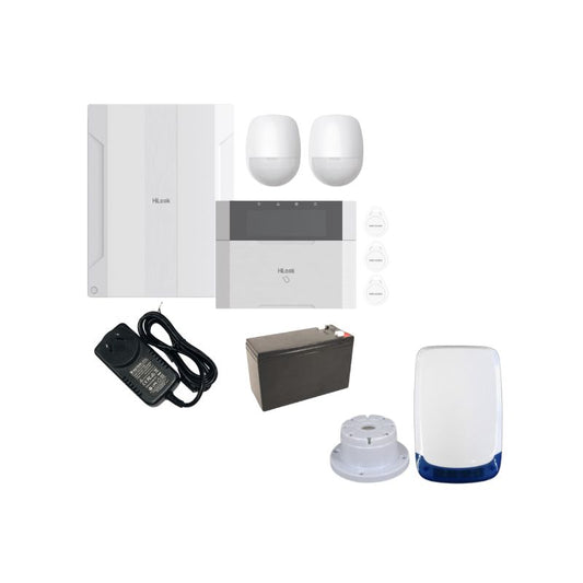 Hilook Hybrid Alarm Kit HA-ALARM-KIT15V, plus 1 x Hardwired Internal Siren, 1 x Hardwired Slimline External Siren.