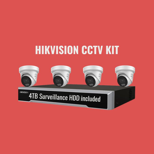 Hikvision CCTV Kit 3: ColorVu 3.0 6MP 4-Camera Turret 8Ch NVR 4TB Kit
