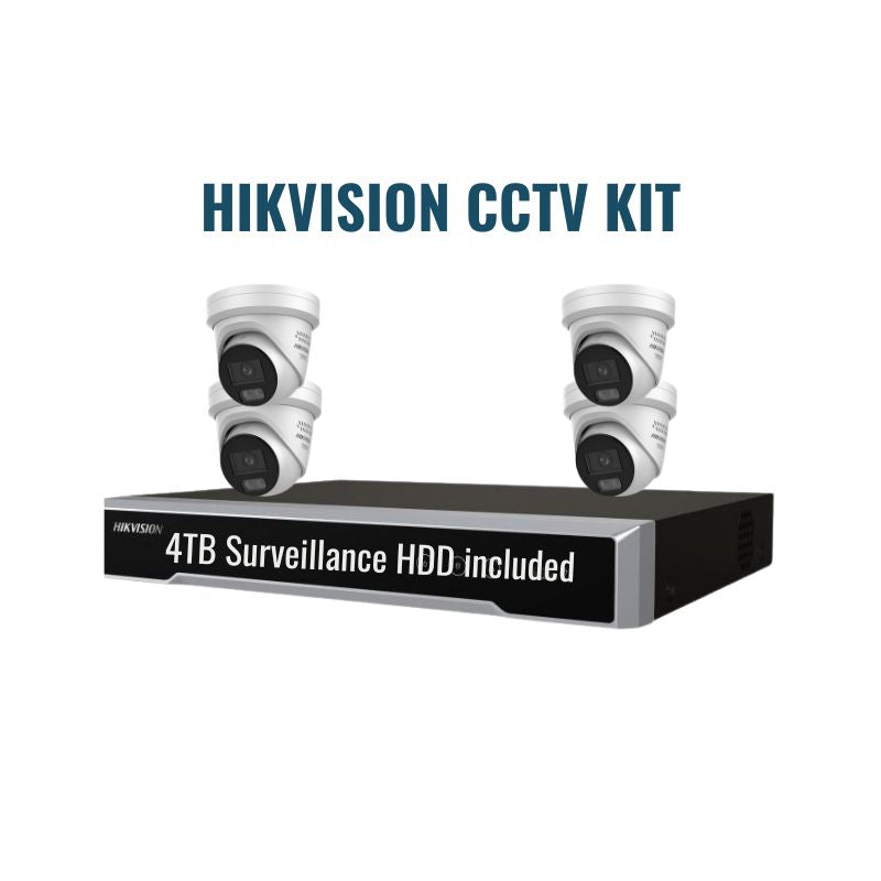 Hikvision CCTV Kit 3: ColorVu 3.0 6MP 4-Camera Turret 8Ch NVR 4TB Kit