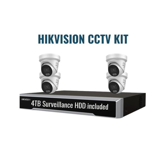 Hikvision CCTV Kit 3: ColorVu 3.0 6MP 4-Camera Turret 8Ch NVR 4TB Kit