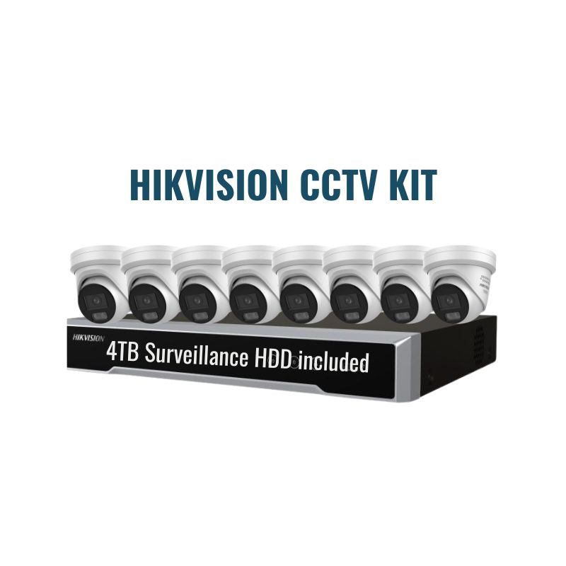Hikvision CCTV Kit 4: ColorVu 3.0 6MP 8-Camera Turret 8Ch NVR 4TB Kit