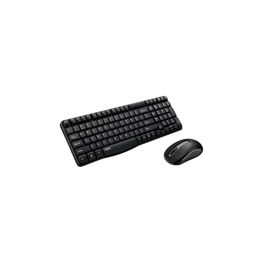 RAPOO X1800S 2.4GHz Wireless Optical Keyboard Mouse Combo Black - 1000DPI Nano Receiver 12m Battery (Black)